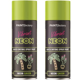 2X Paint Factory Neon Green Spray Paint 400ml