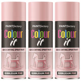 3X Paint Factory Bubblegum Pink Gloss Spray Paint 400ml