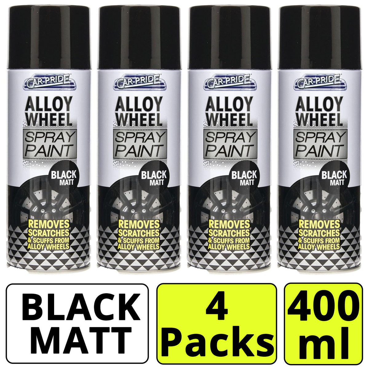 4X Alloy Wheel Black Matt Spray 400ml Spray Paint