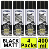 4X Alloy Wheel Black Matt Spray 400ml Spray Paint