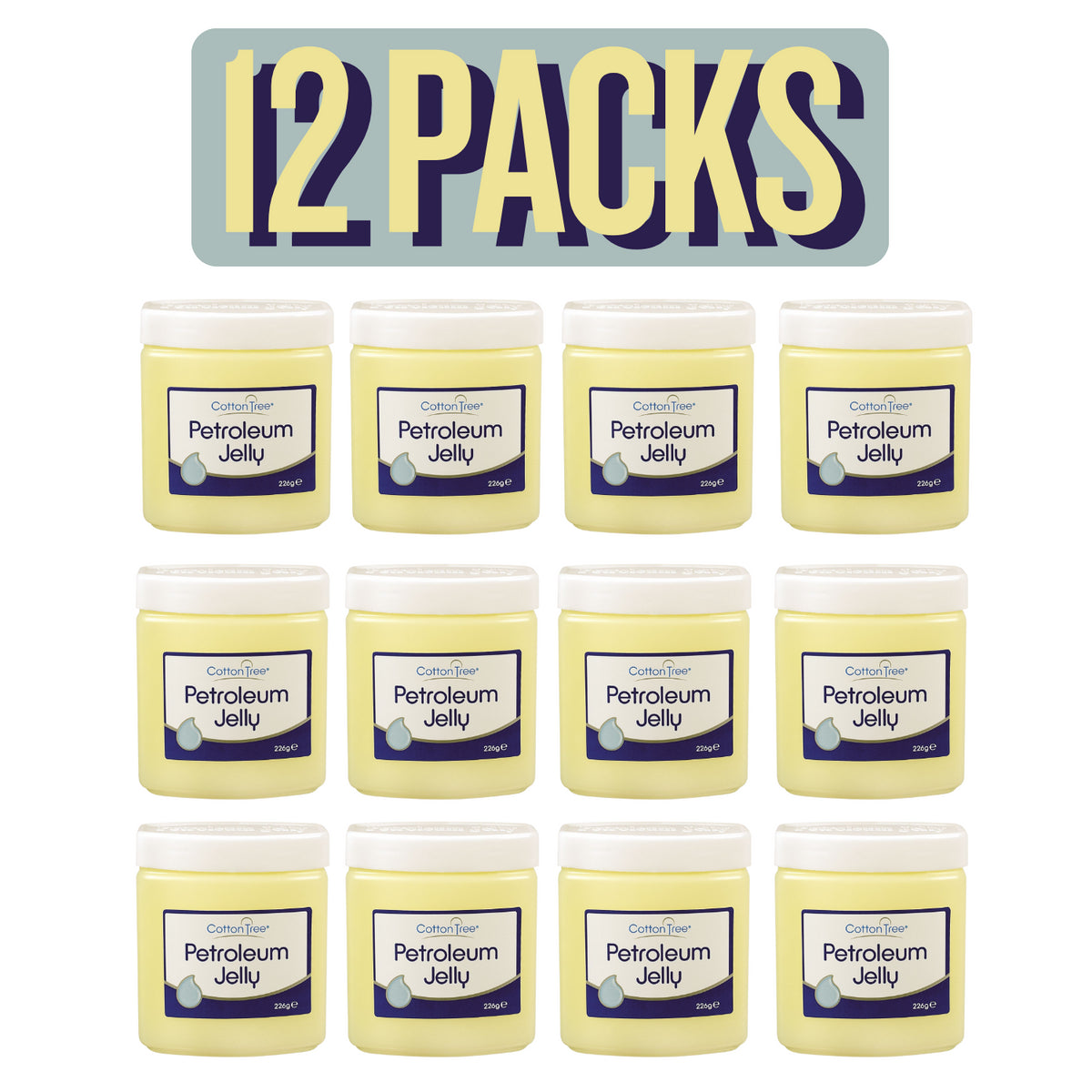 12X Cotton Tree Original Petroleum Jelly Pot Dry Skin Protection Burns Chapping 226g
