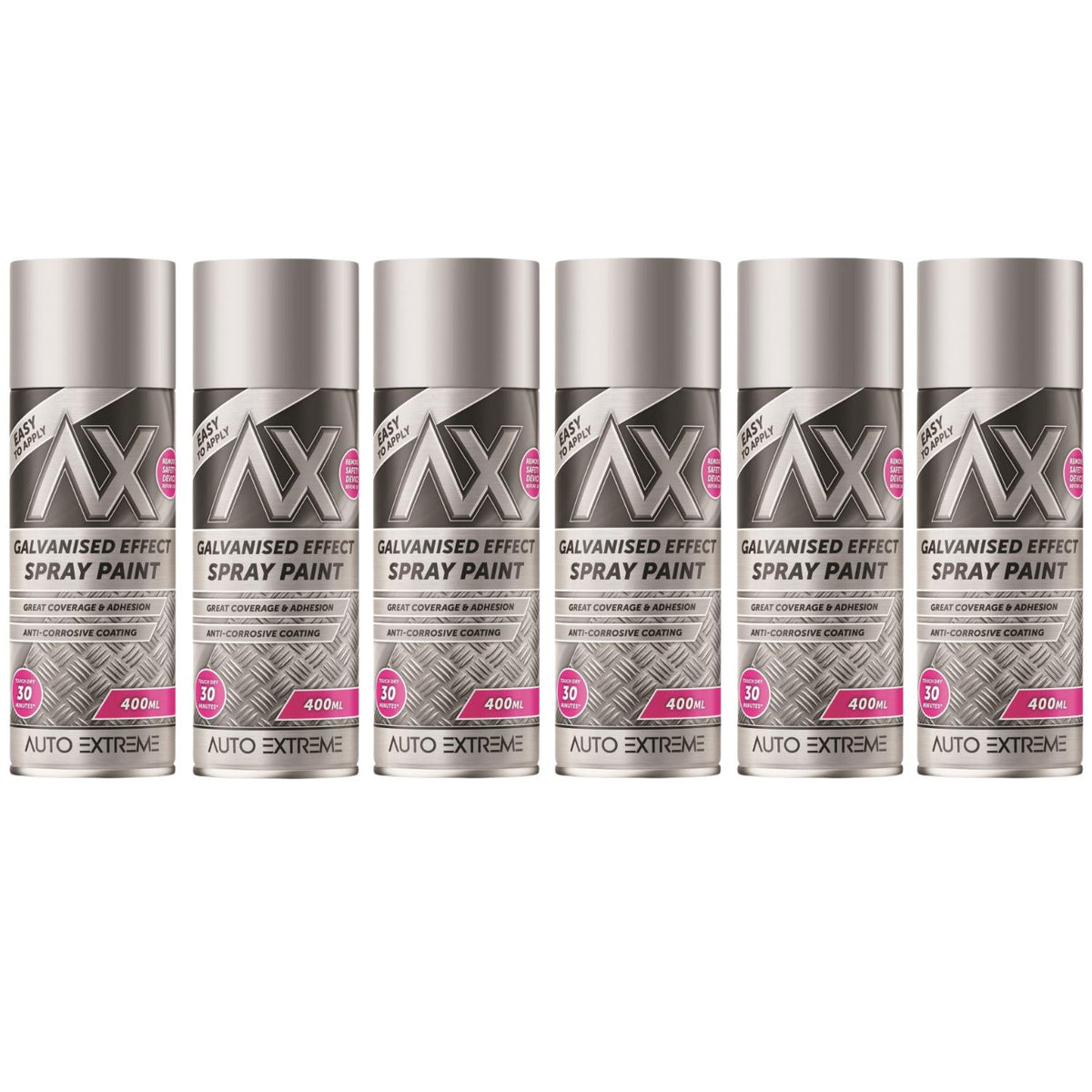 6X Paint Factory Galvanised Effect Spray Paint 400ml