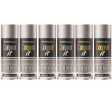 6X Paint Factory Silver Metallic Spray Paint 400ml