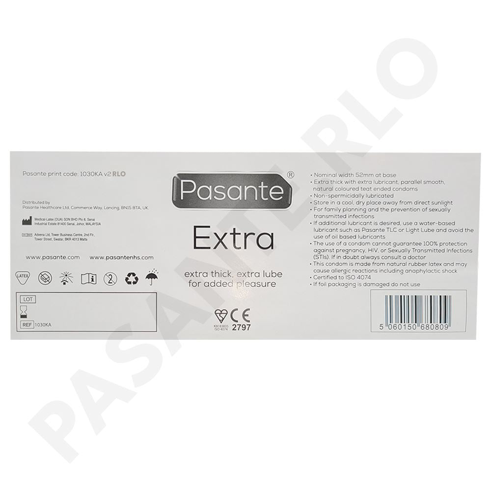 12X Pasante Extra Safe Thick & Extra Lube Safe Condoms Male Condom