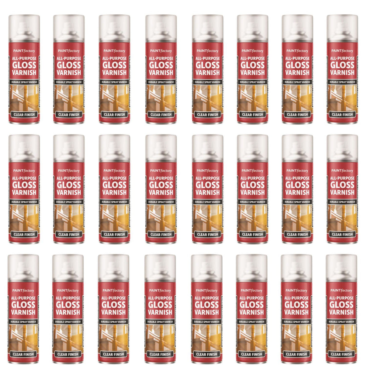 24X - Paint Factory Clear Gloss Varnish Spray 250ml