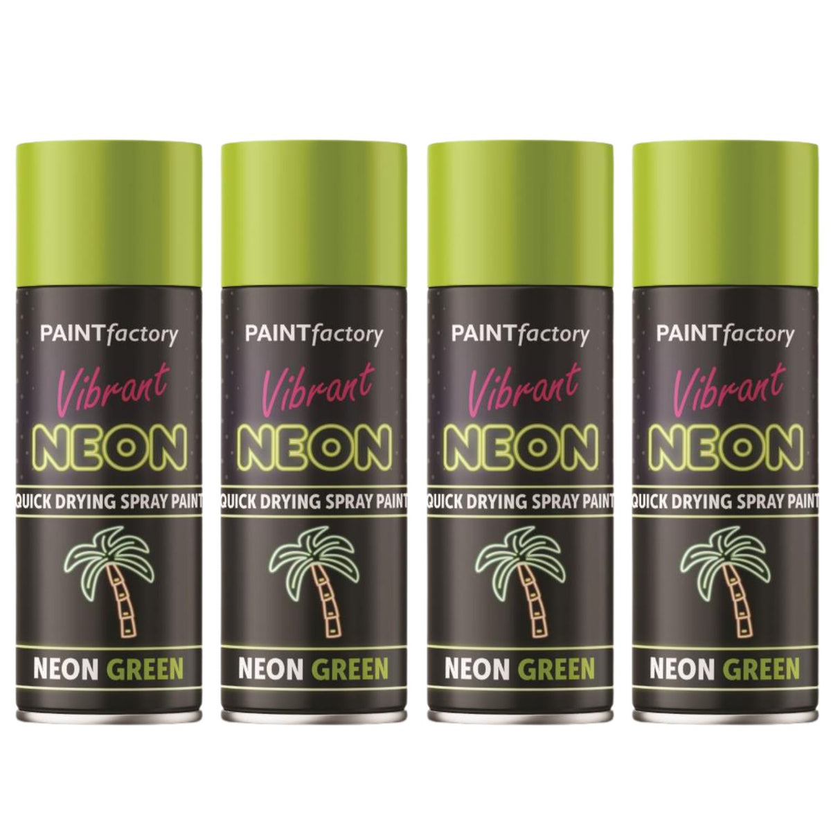 4X Paint Factory Fluorescent Neon Green Spray Paint 200ml