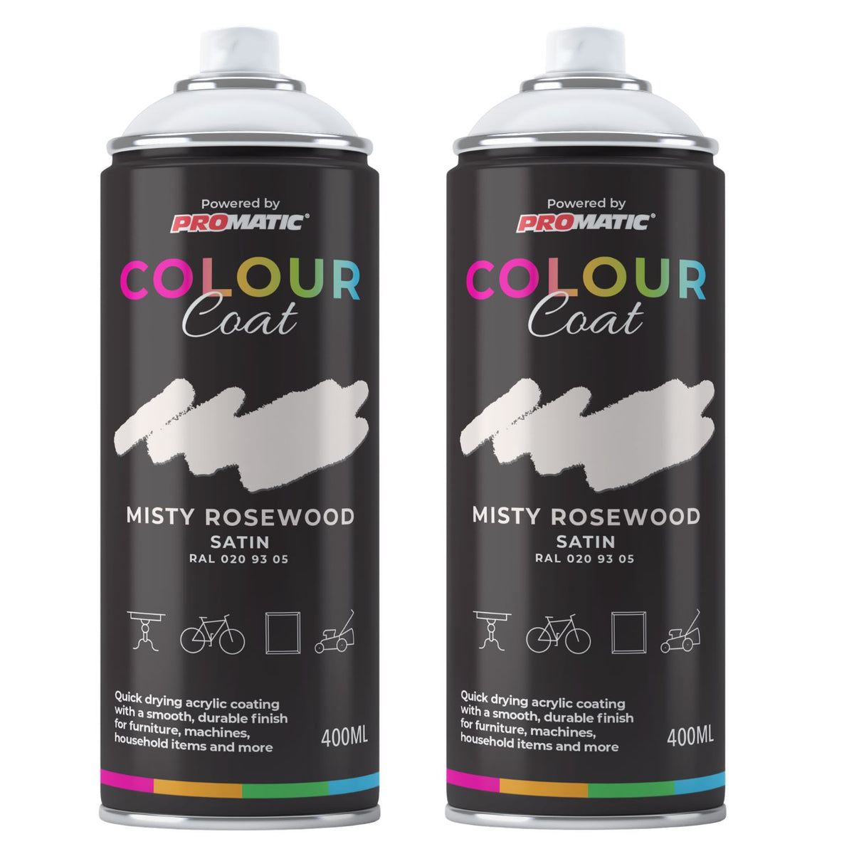 2X Misty Rosewood RAL 020 93 05 Satin Spray Paint 400ml