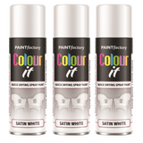 3X Paint Factory White Satin Spray Paint 250ml