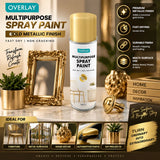6X Overlay Gold Metallic 400ml Professional Spray Paint