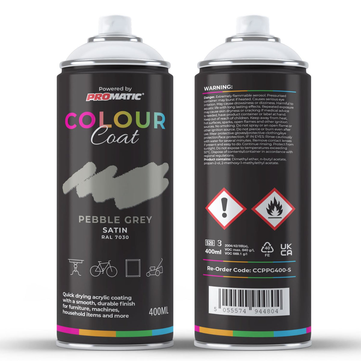 Pebble Grey RAL 7030 Satin Spray Paint 400ml