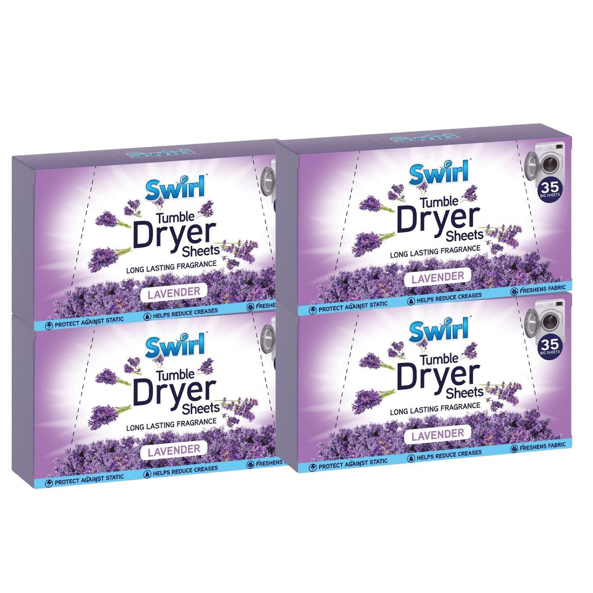 4X - Swirl Tumble Dryer Sheets Lavender 35Pk