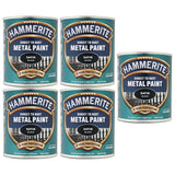 5X Hammerite Satin Black Paint 750ml Tin Paint