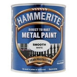 Hammerite Smooth White Paint 750ml With 1" Paint Brush