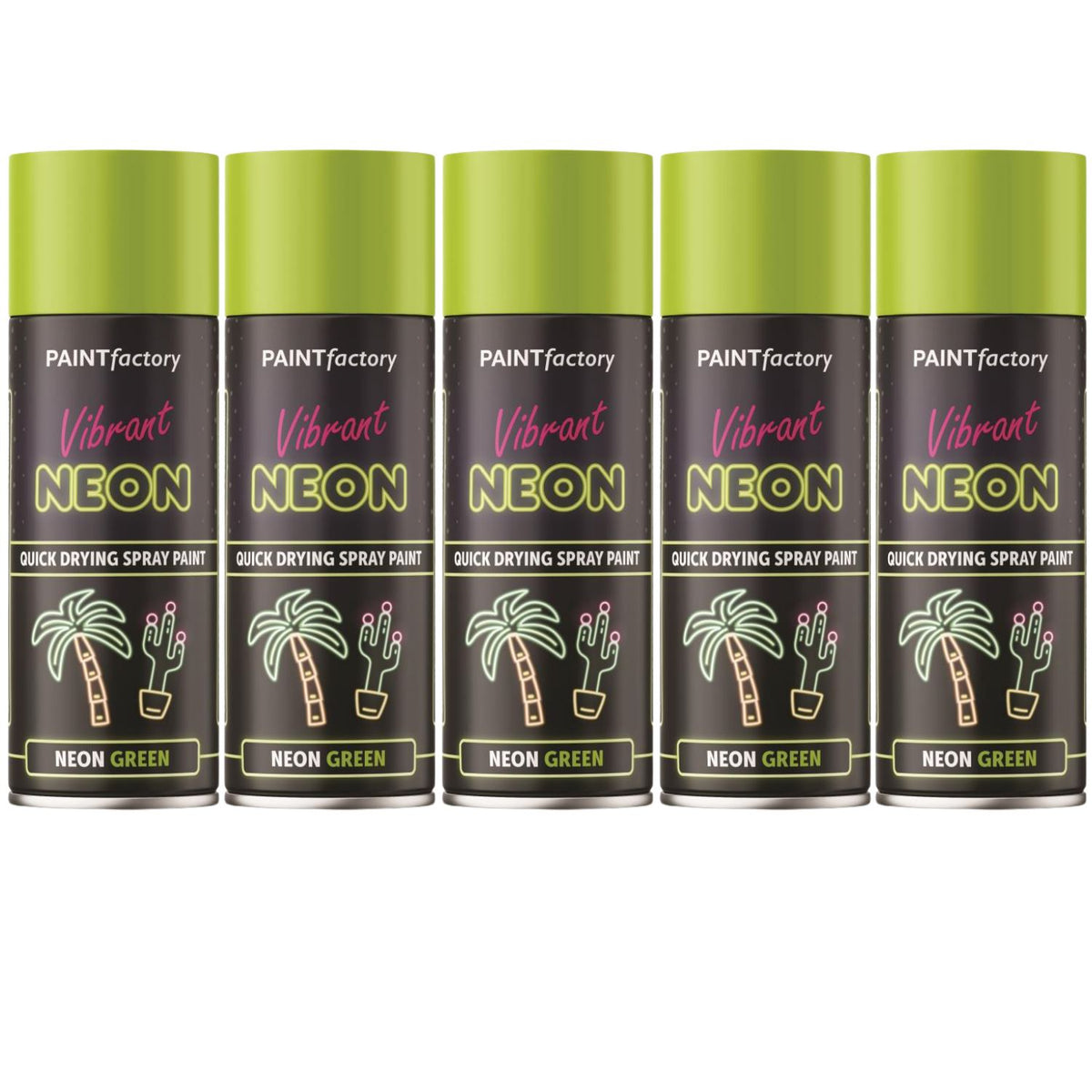5X Paint Factory Neon Green Spray Paint 400ml