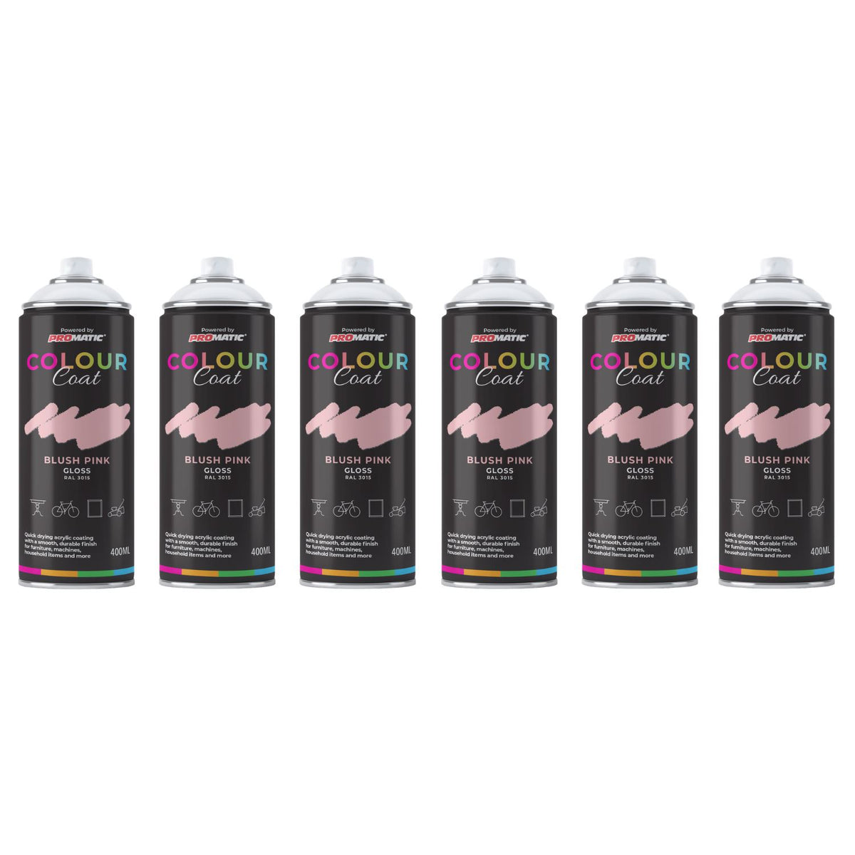 6X Blush Pink RAL 3015 Gloss Spray Paint 400ml
