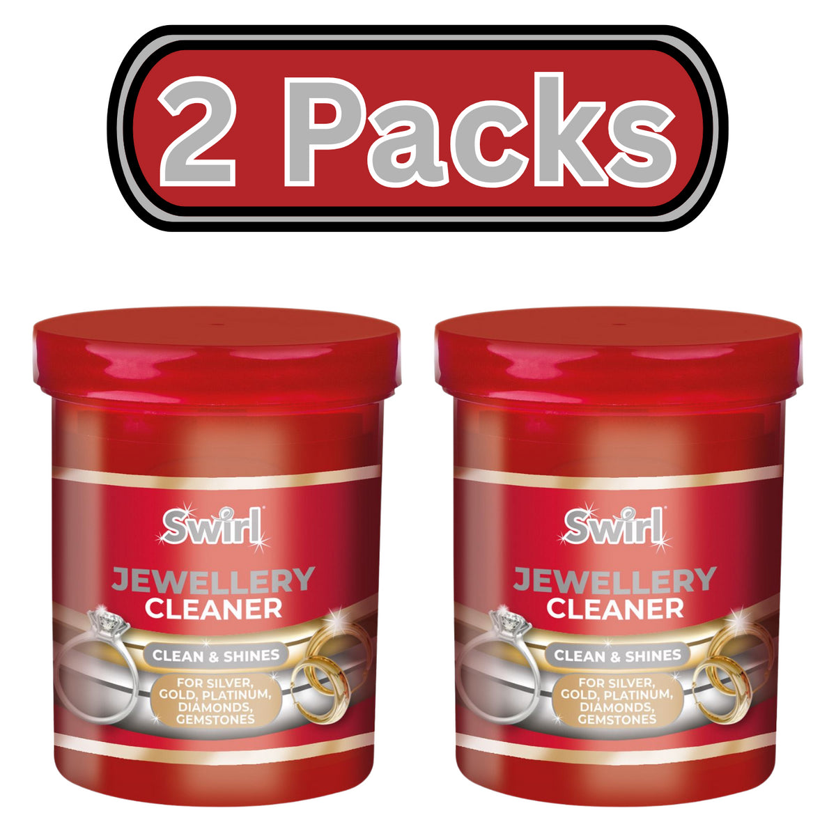 2X Swirl Liquid Jewellery Cleaner With Basket Cleans & Shines 145ml