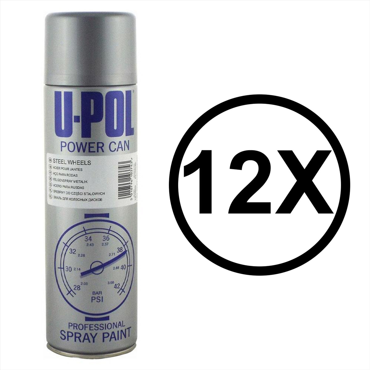 12x Upol Power Can Steel Wheels Spray Paint 500ml Spray Paint