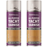 2X Paint Factory Clear Yacht Varnish Spray 400ml