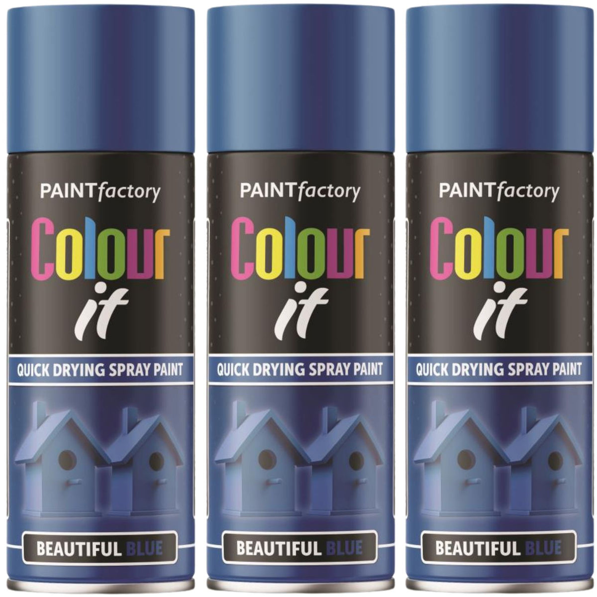 3X Paint Factory Beautiful Blue Gloss Spray Paint 400ml