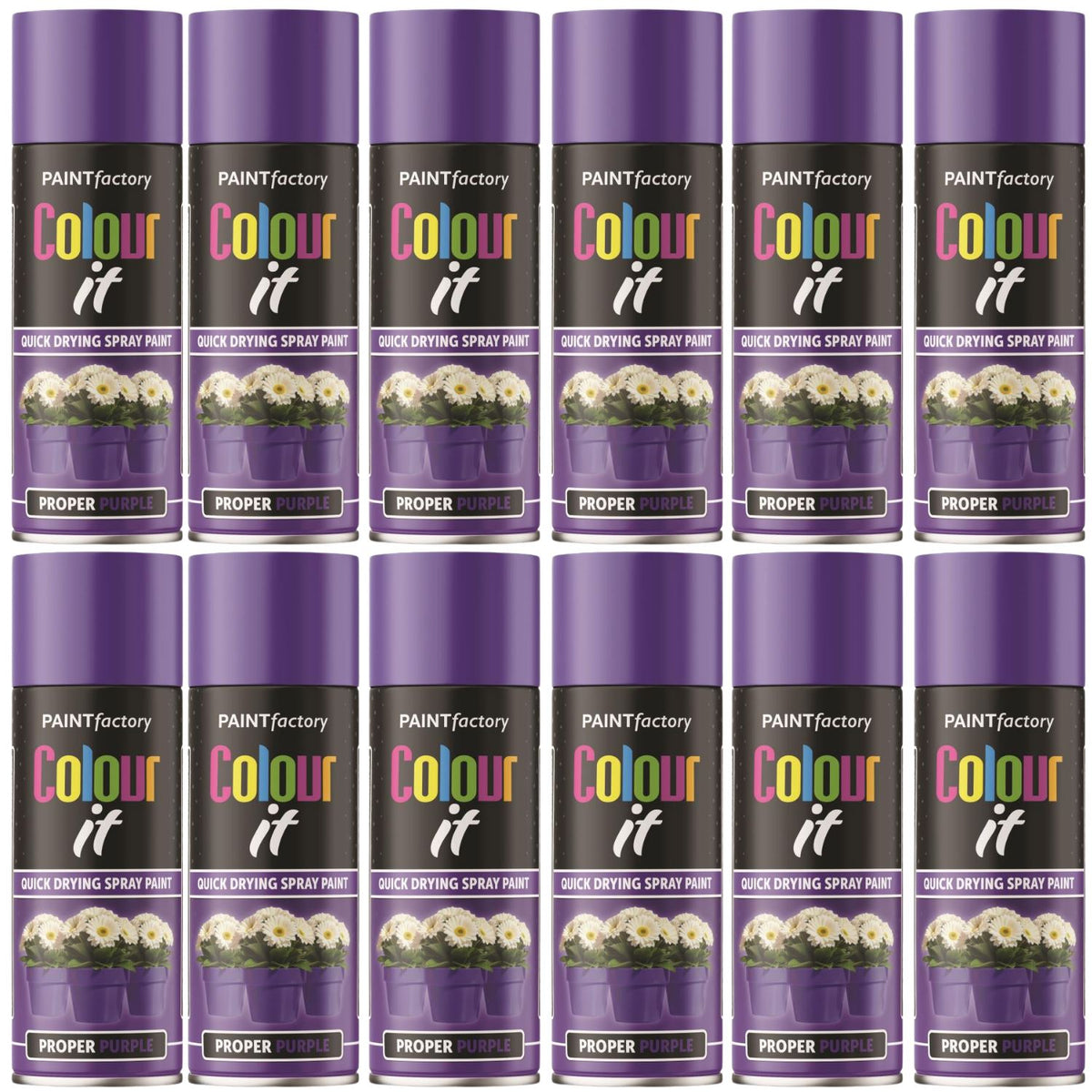 12X Paint Factory Proper Purple Gloss Spray Paint 400ml