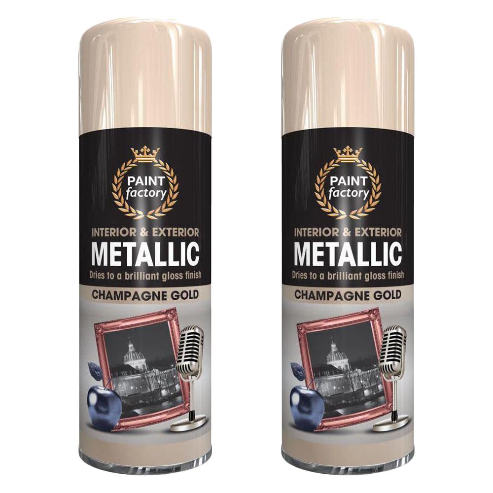 2X Paint Factory Champagne Gold Metallic Spray Paint 400ml Spray Paint
