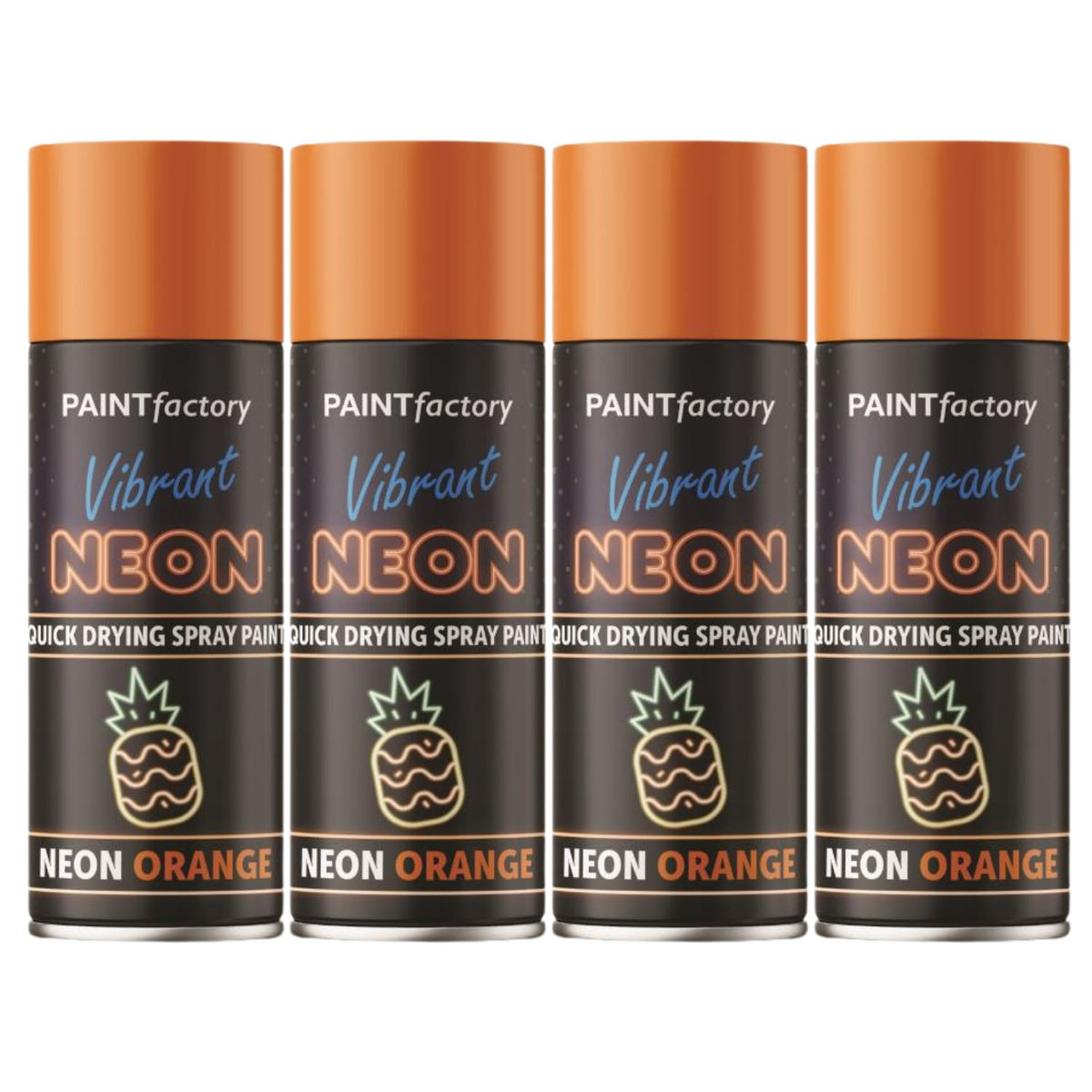 4X Paint Factory Fluorescent Neon Orange Spray Paint 200ml