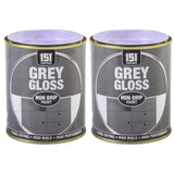 2X Grey Gloss Non-Drip Paint 300ml Tin Paint