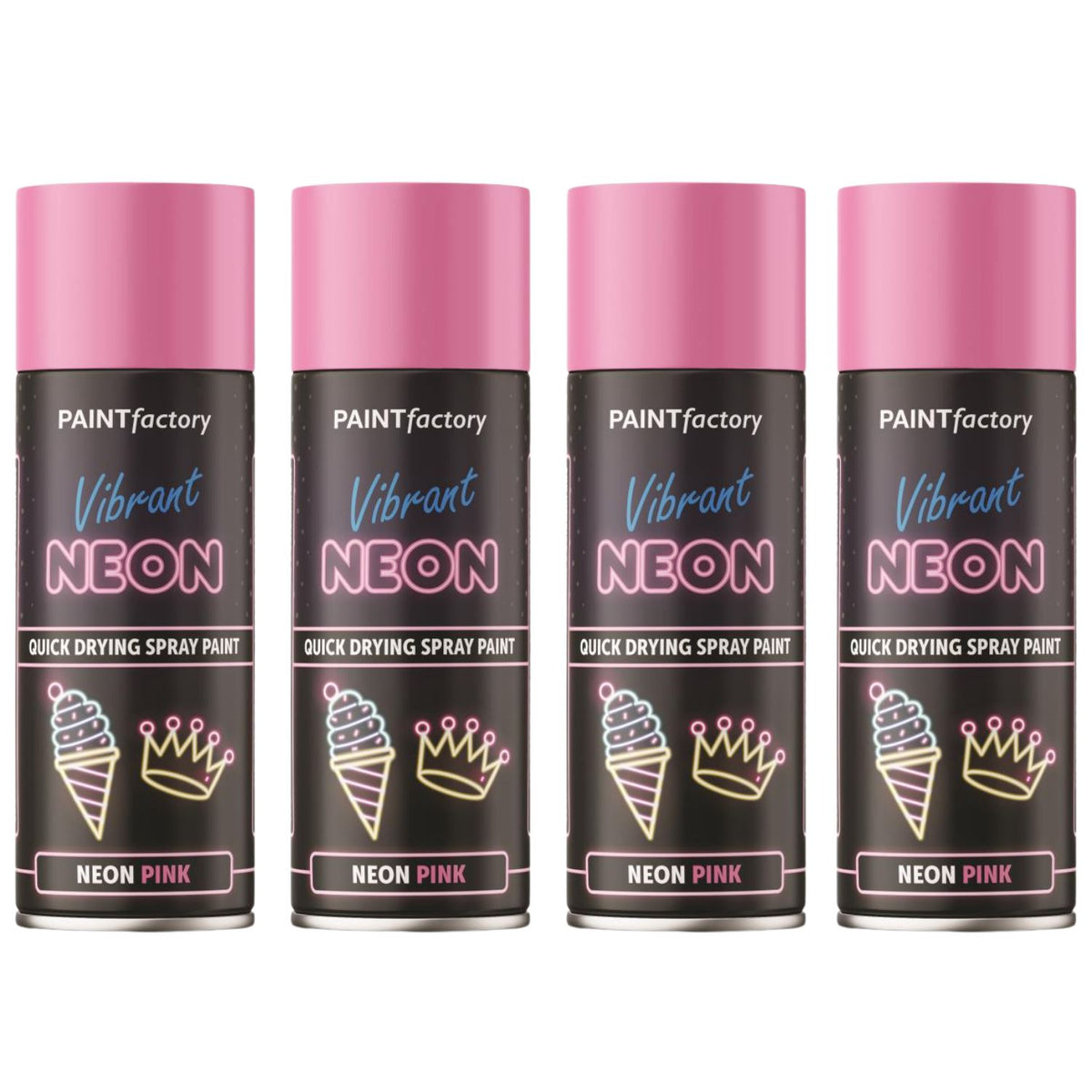 4X Paint Factory Neon Pink Spray Paint 400ml