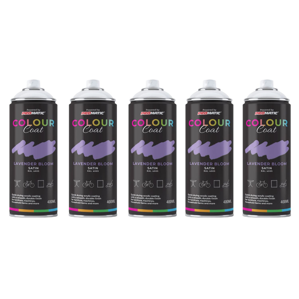 5X Lavender Bloom RAL 4005 Satin Spray Paint 400ml