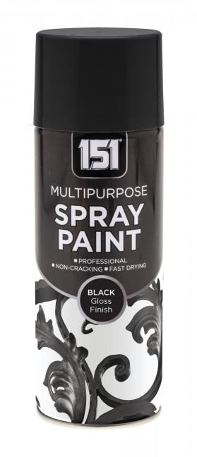 6X 151 Black Gloss Spray Paint 400ml Spray Paint