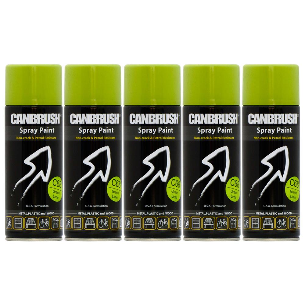5X Canbrush C68 Green Lime Spray Paint 400ml