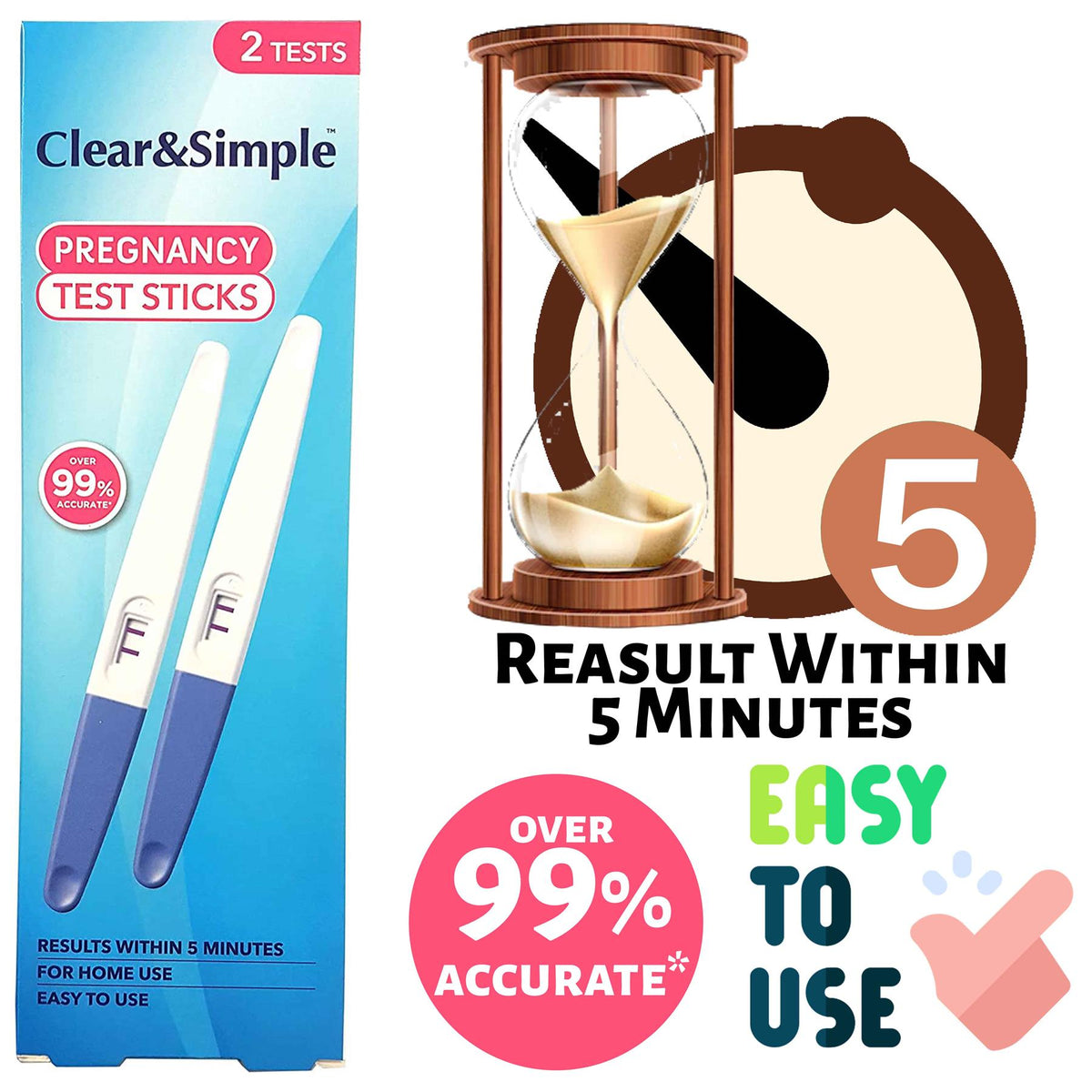 Clear & Simple Pregnancy Test Stick Twin Pack Pregnancy Test