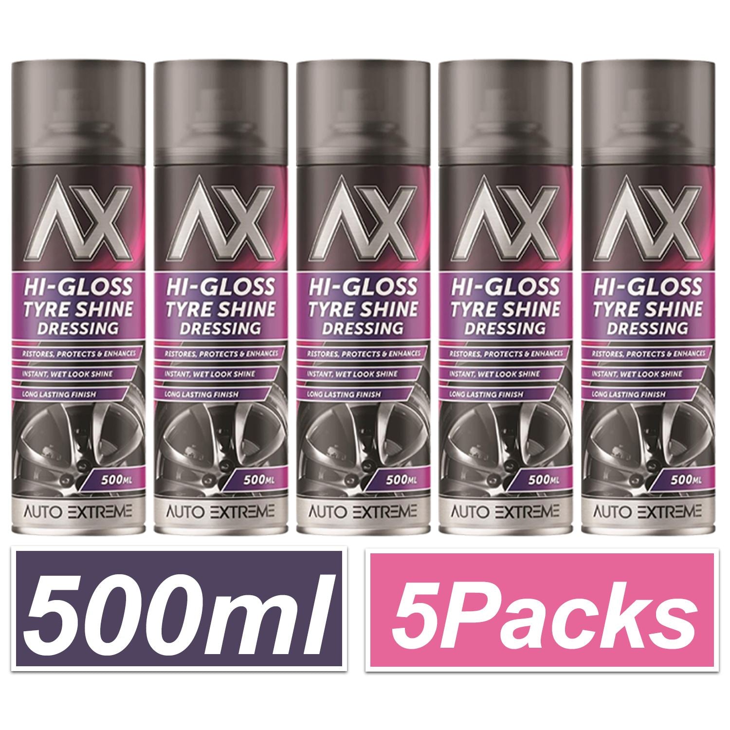 5X - Hi-Gloss Tyre Shine Spray 500ml Spray Paint