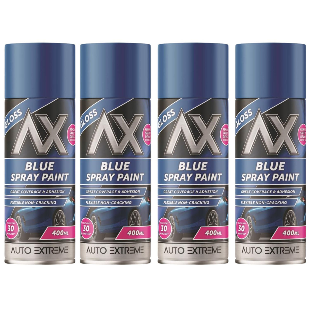 4X Auto Extreme Blue Gloss Spray Paint 400ml