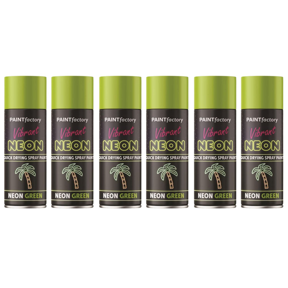 6X Paint Factory Fluorescent Neon Green Spray Paint 200ml