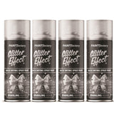 4X - Paint Factory Silver Glitter Effect Spray Paint 400ml