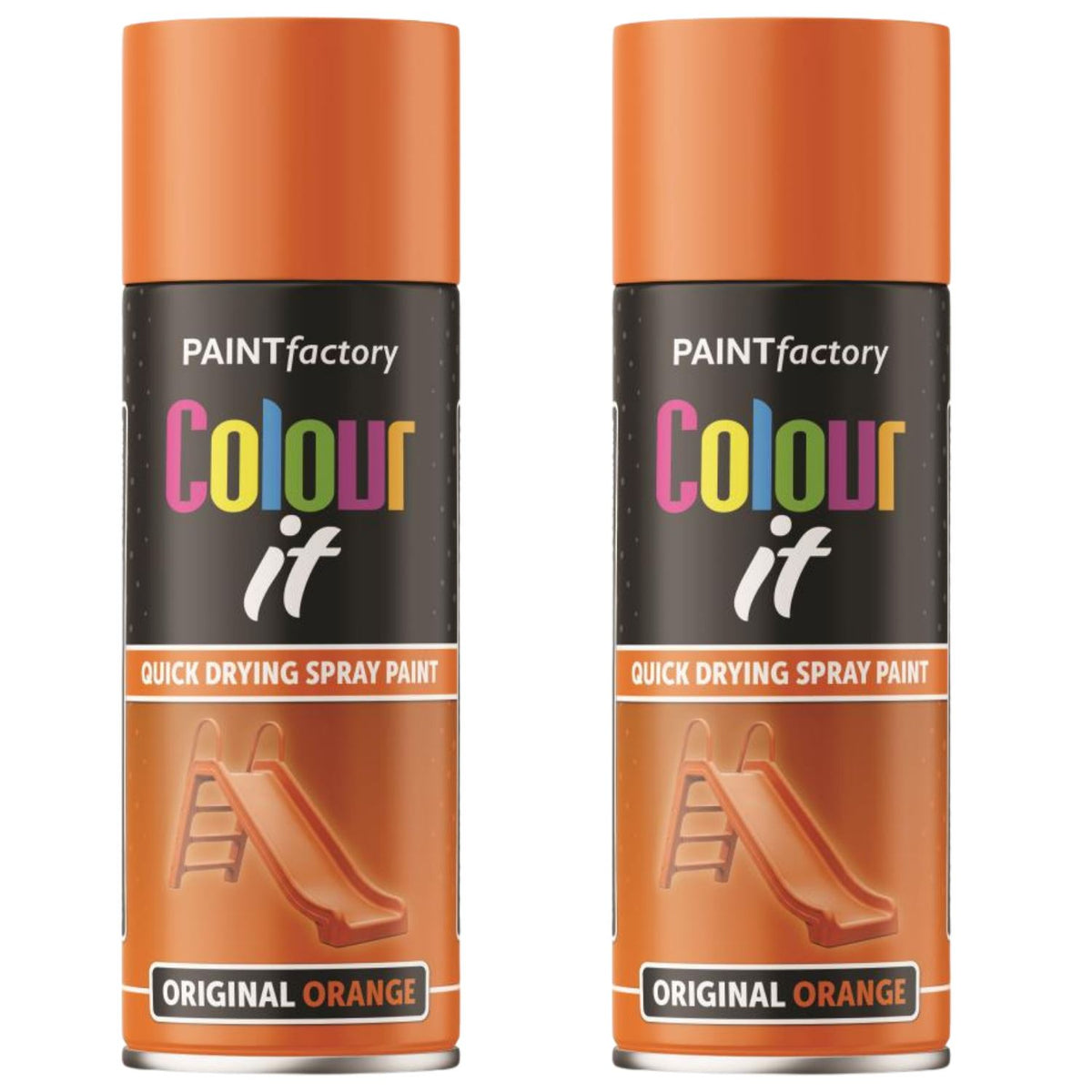 2X Paint Factory Original Orange Gloss Spray Paint 400ml