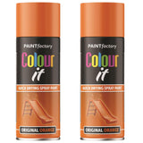 2X Paint Factory Original Orange Gloss Spray Paint 400ml