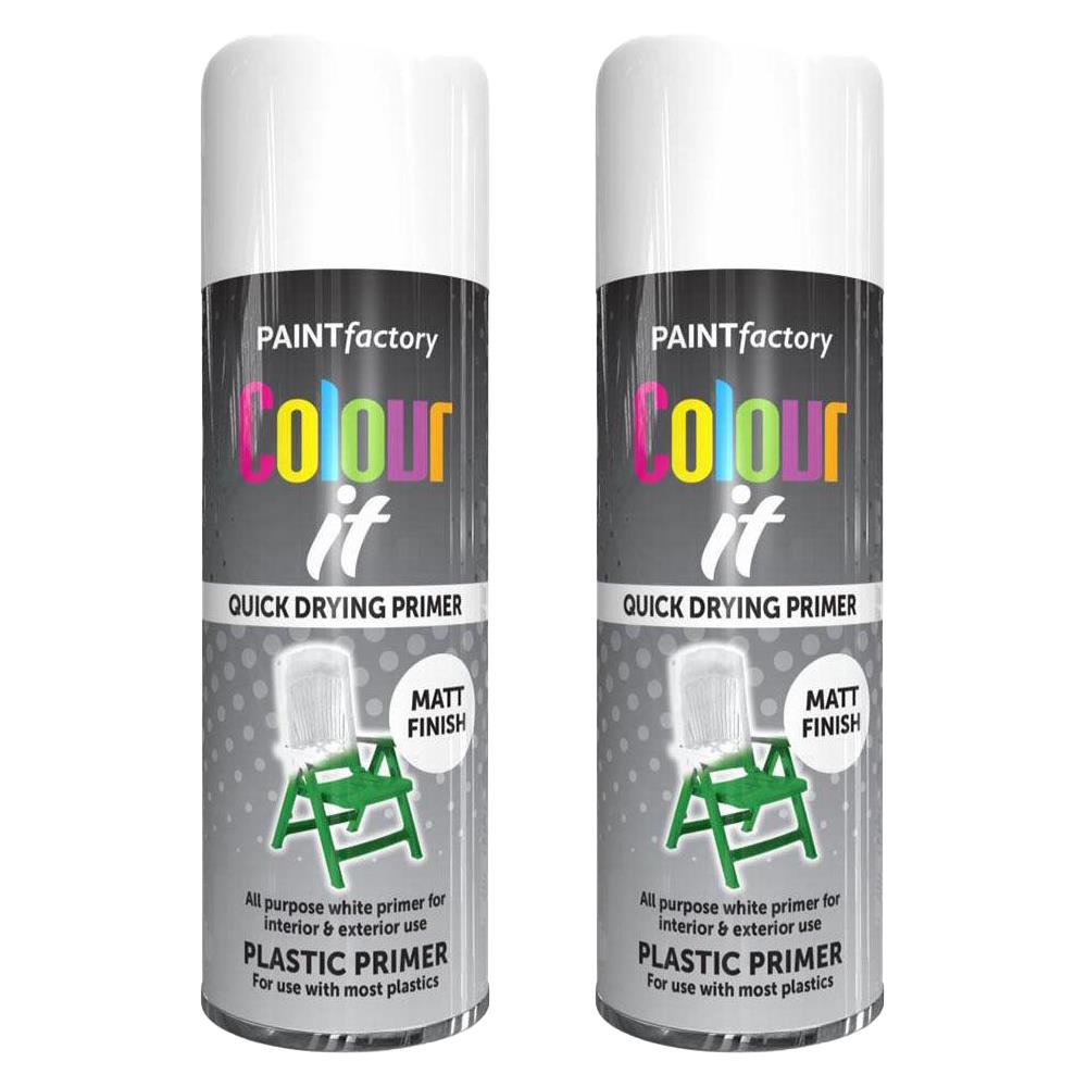 2X Paint Factory Plastic Primer Spray Paint 400ml