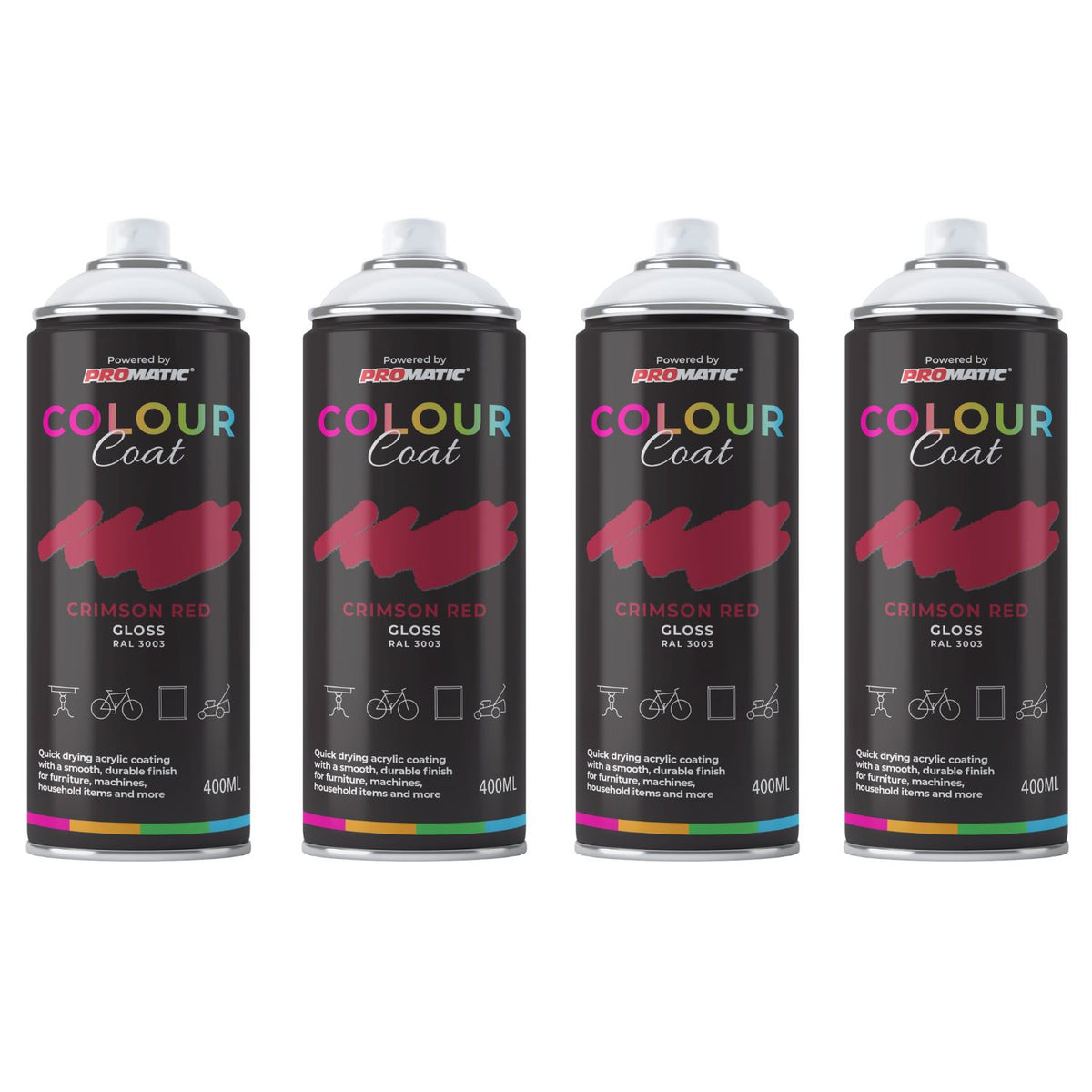 4X Crimson Red RAL 3003 Gloss Spray Paint 400ml