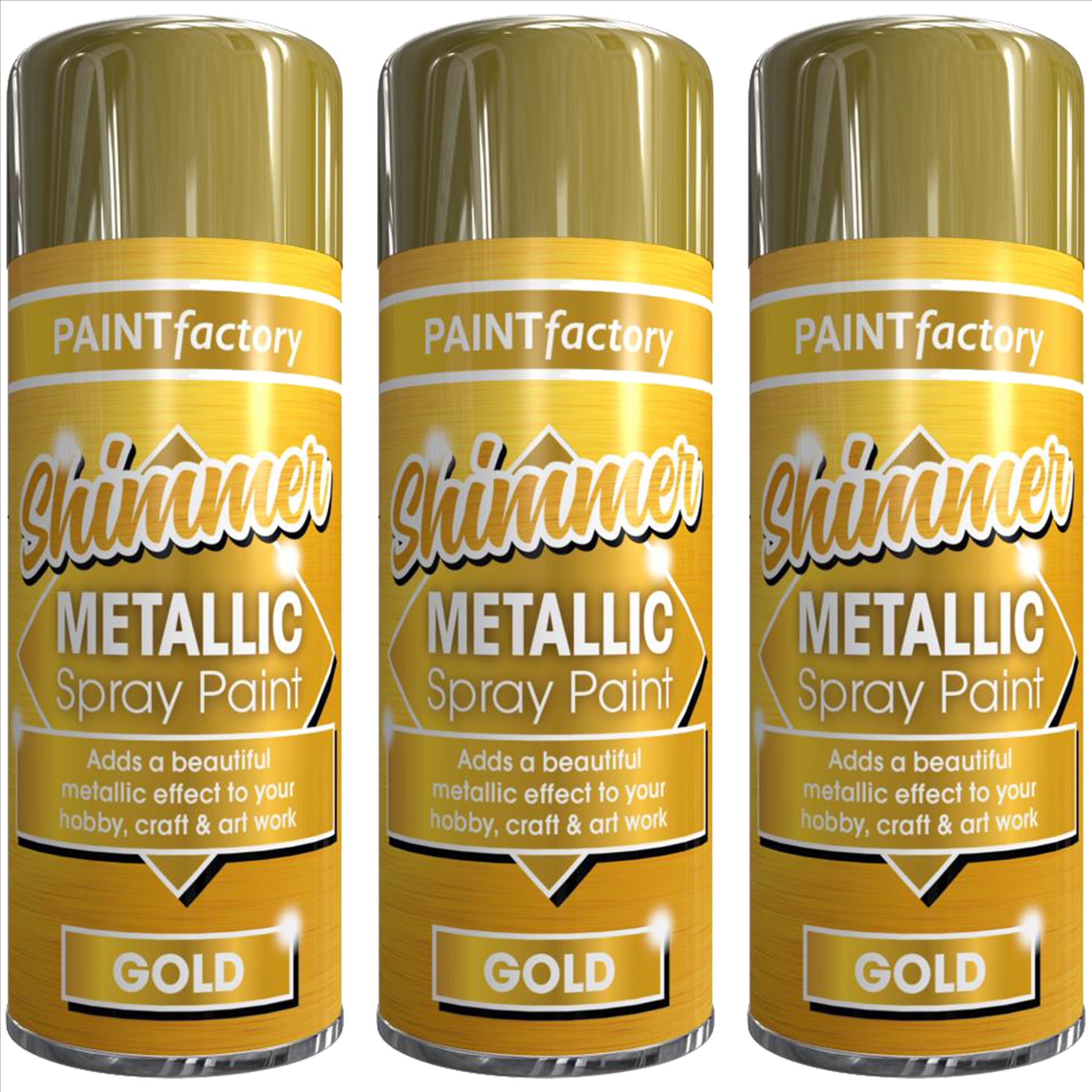 3X Paint Factory All Purpose Gold Metallic Spray Paint 200ml Spray Paint