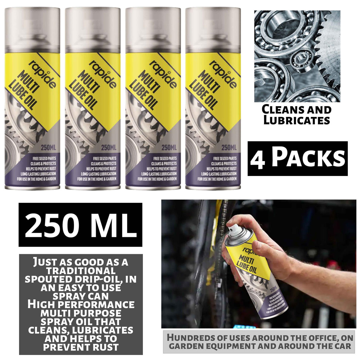 4X Rapide Multi Lube Oil 250ml Spray Paint