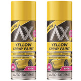 2X Auto Extreme Yellow Gloss Spray Paint 400ml