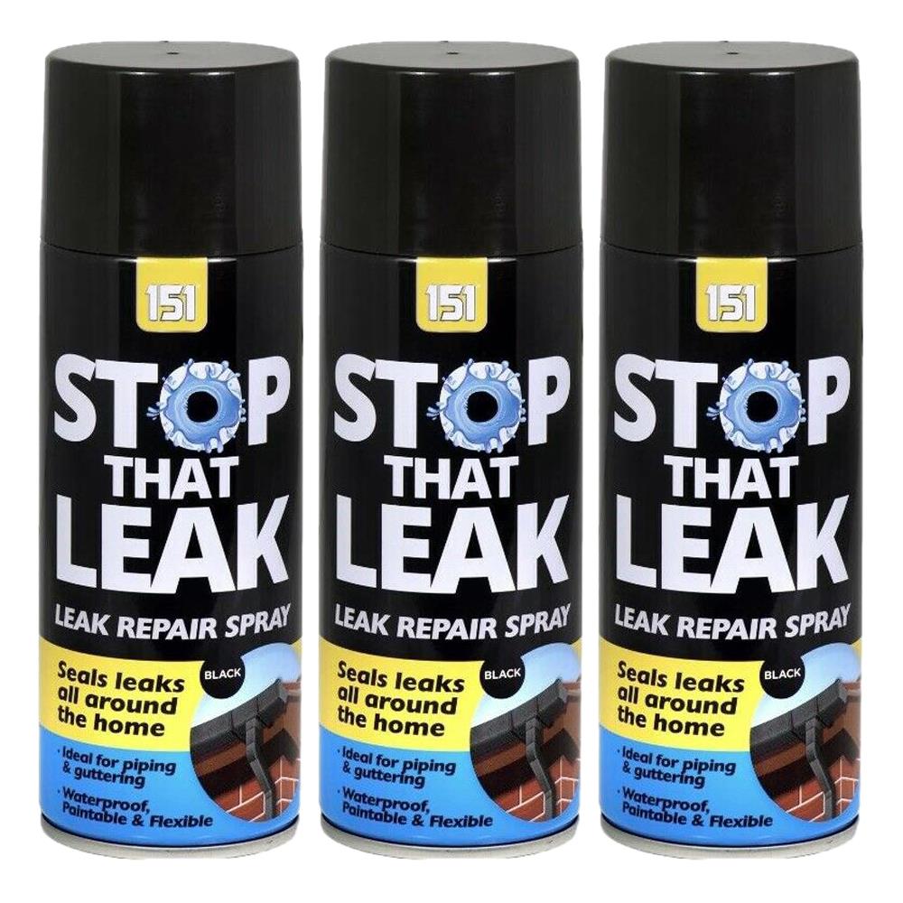 3X 151 Stop That Leak Black Spray 400ml Sealant