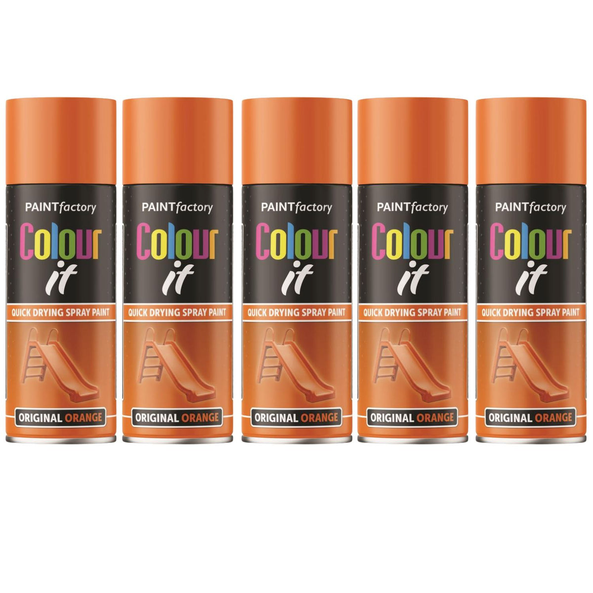 5X Paint Factory Original Orange Gloss Spray Paint 400ml