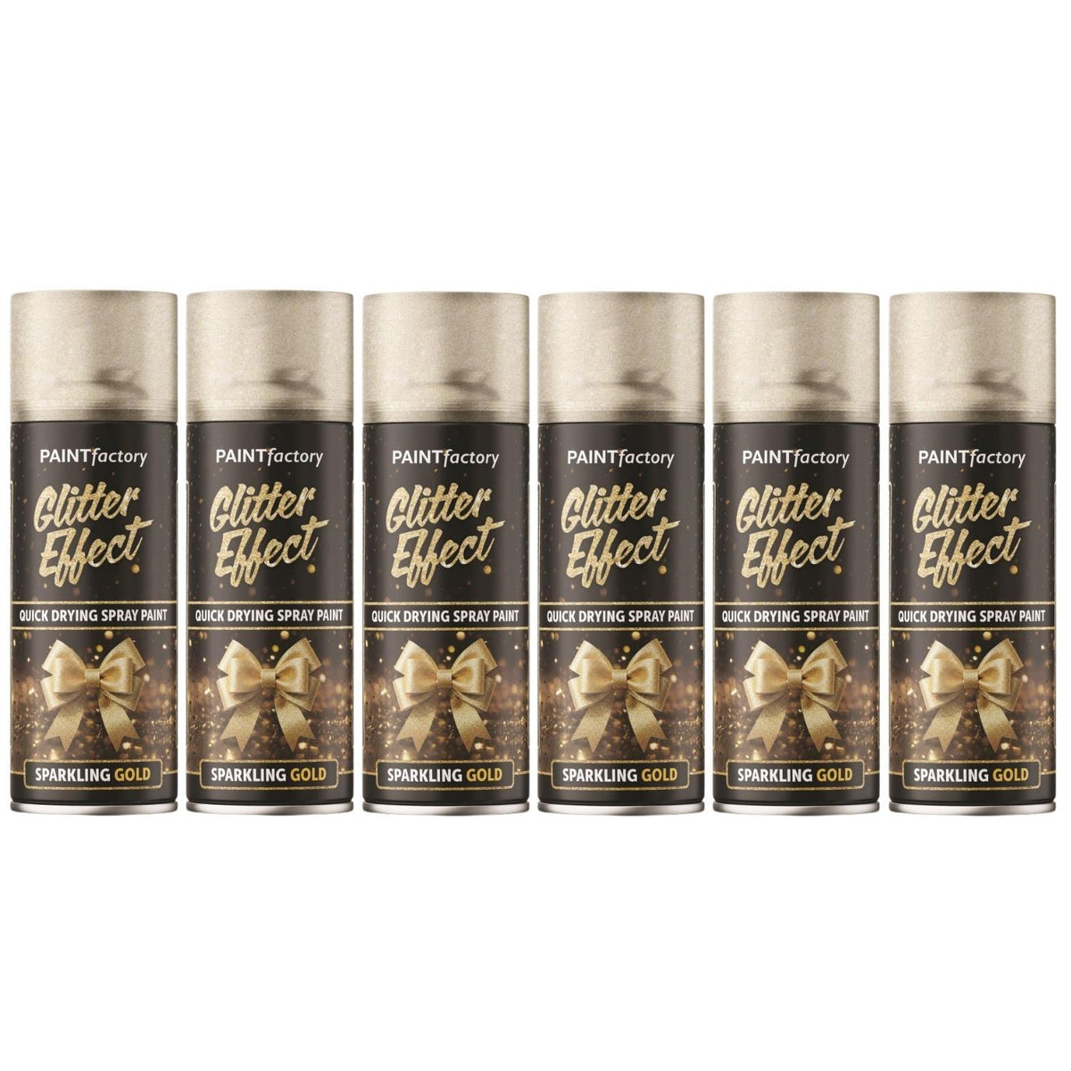 6X - Paint Factory Gold Glitter Effect Spray Paint 400ml