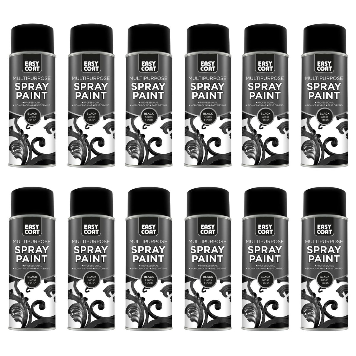 12X 151 Black Gloss Spray Paint 400ml