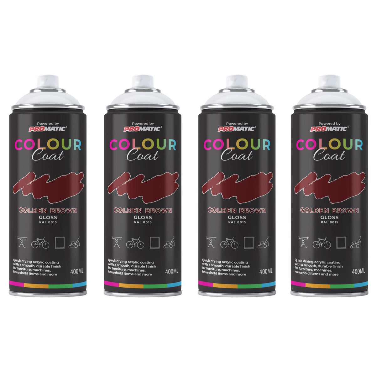 4X Golden Brown RAL 8015 Gloss Spray Paint 400ml