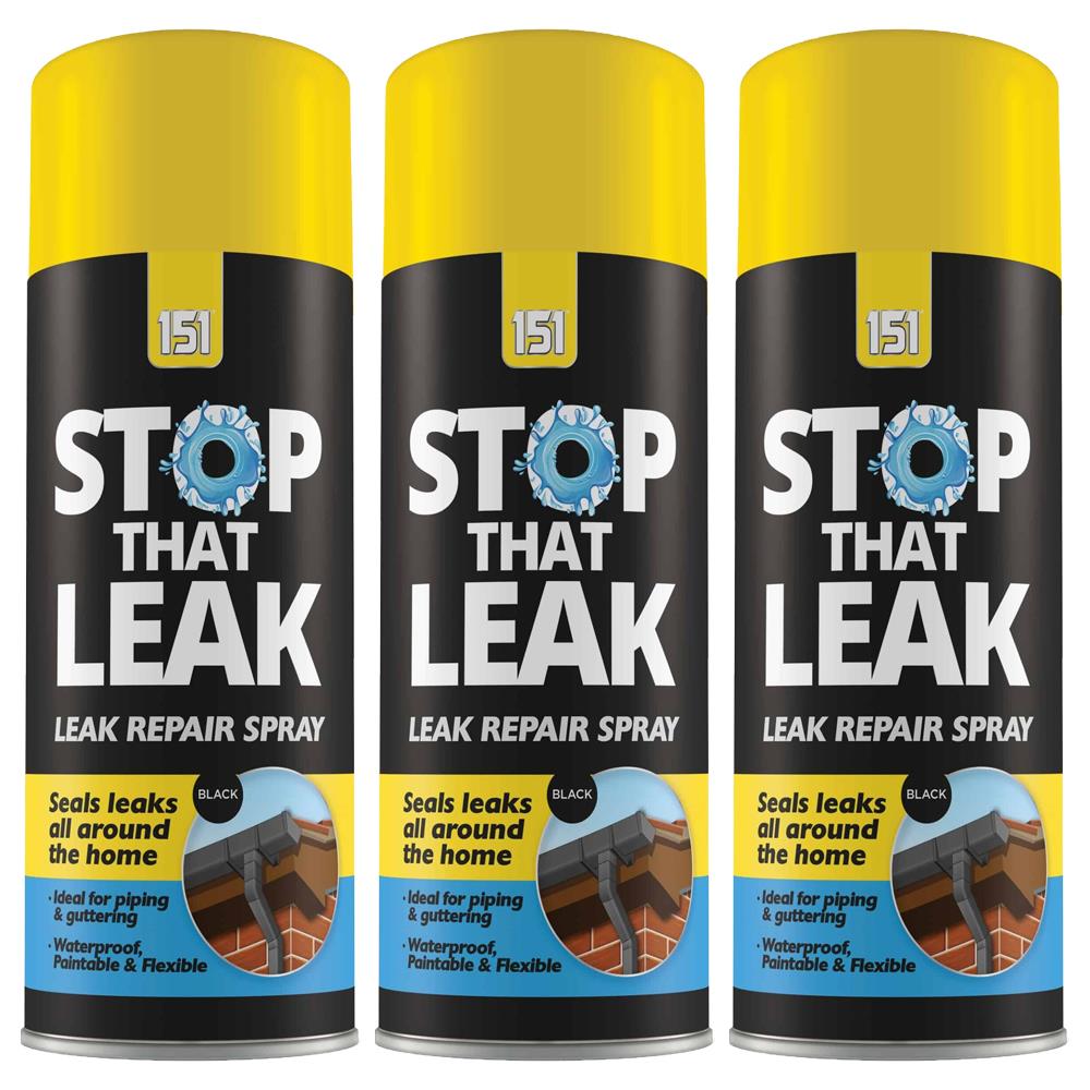 3X 151 Stop That Leak Black Spray 400ml Sealant