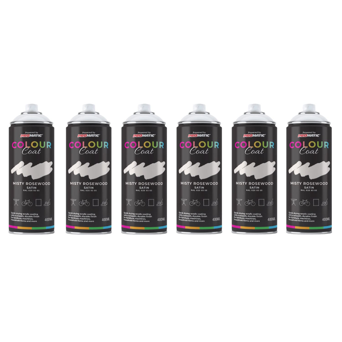 6X Misty Rosewood RAL 020 93 05 Satin Spray Paint 400ml